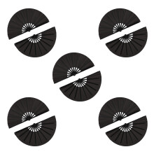 10 Pieces Large Folding Fan Nylon Cloth Handheld Folding Fan Chinese Kung Fu Tai Fan Black Decoration Fold Hand Fan