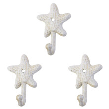 3X Starfish Cast Iron Decorative Wall Hooks Coats Aprons Hats Towels Hooks Beach Ocean Theme Chic Metal Hooks