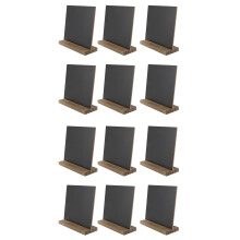 12 Pack Rustic Chalk Board Sign with Wood Stand for Wedding Decorations Signs Labels 6X5 Inch Blackboard