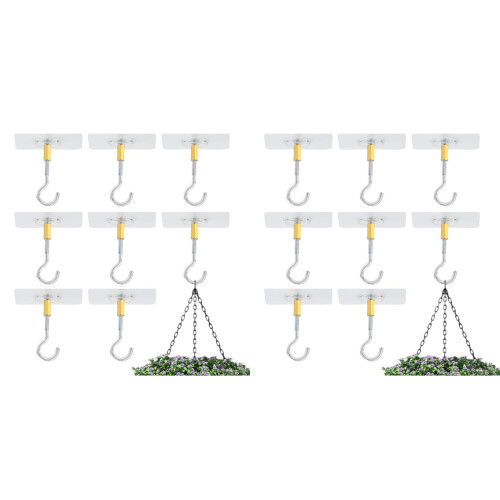 Adhesive Ceiling Hooks 16PCS Ceiling Hanger Hooks Eye Hooks for Suspending Small Plants Wind Chime Hanger for Kitchen