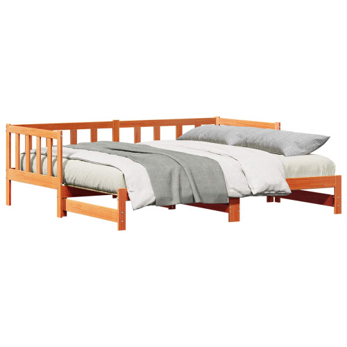 VidaXL vidaXL Pull-out Day Bed Wax Brown 203.5 x 164 x 66 cm Solid Pine Wood 1