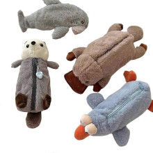 Husă mică pentru creion, plush Fuzzy Beaver, drăguț, cutie suport, organizator de animale