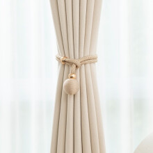 Set med 2 dekorativa bollgardinomtag – stilfulla gardinhållare Beige