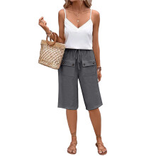 Pantalon cargo léger avec poches pour femme, coupe-Gris foncé M