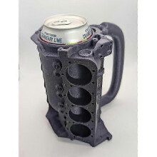 Cană nouă gri, imprimată 3D, cu capac de 350 ml, pentru blocul motor - cadou de Ziua Îndrăgostiților pentru pasionaț
