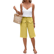 Pantalon cargo léger avec poches pour femme, coupe-Jaune M