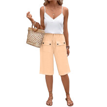 Pantalon cargo léger avec poches pour femme, coupe-Abricot XL