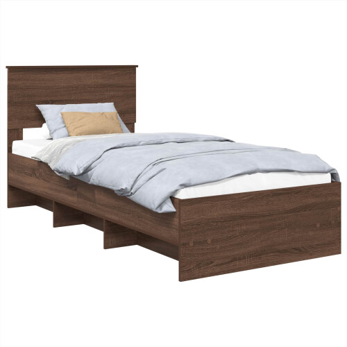 VidaXL vidaXL Bed Frame with Headboard Brown Oak 80 x 200 cm Engineered Wood 2