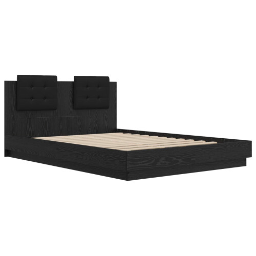 VidaXL vidaXL Bed Frame with Headboard Black Oak 160 x 200 cm Engineered Wood 1