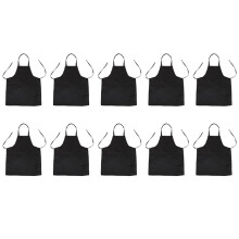 10X Unisex 2 Pocket Black Kitchen Apron Bib, One Size in Medium