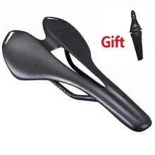 Ingen logo fuldkulfibersadel MTB/landevejssadel superlet læderkulfiberpuder cykelsadel 143 mm 155 mm