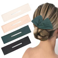 Ensemble de 4 accessoires pour chignon, style français, torsades, couleur unie, élastiques flexibles pour chignons donuts rap