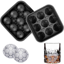 Set de 2 tăvițe pentru cuburi de gheață cu design în formă de fotbal, formă din silicon pentru cuburi rotunde de gheață, idea