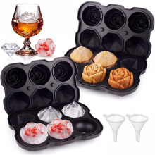 2 darabos szilikon jégkockatartó fedéllel, rózsák és gyémántok, jégkockatartók whiskyhez, 2 darabos készlet, BPA-mentes