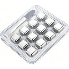 Glaçons en acier inoxydable, lot de 12, pierres à whisky en métal de 2,5 cm, non diluantes et réutilisables pour le vin