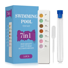 Kit de análisis de agua para piscinas de 5 unidades con 7 métodos, casete preciso con pipeta para jacuzzis, spas y piscinas de jar