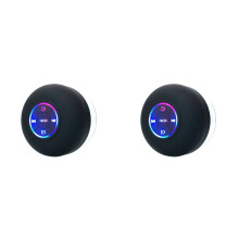 2X Speaker Shower Waterproof Handsfree Loudspeaker with LED Lights Suction Cup Mic
