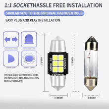 3 db 31 mm-es autós olvasólámpa/rendszámtábla-világítás, kompatibilis a DC12V-24V 3W 6000K 660LM 6LED SMD-3030-cal