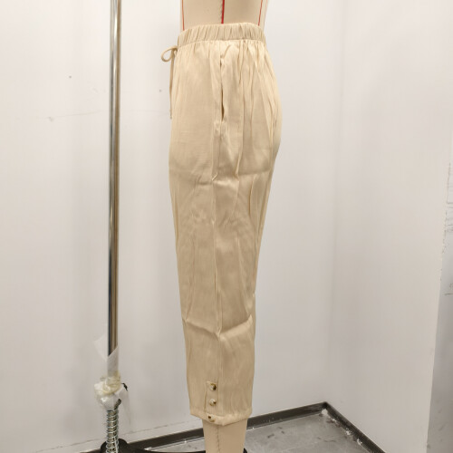 Damenhose, elastische Taille, lässige-Marineblau M 2