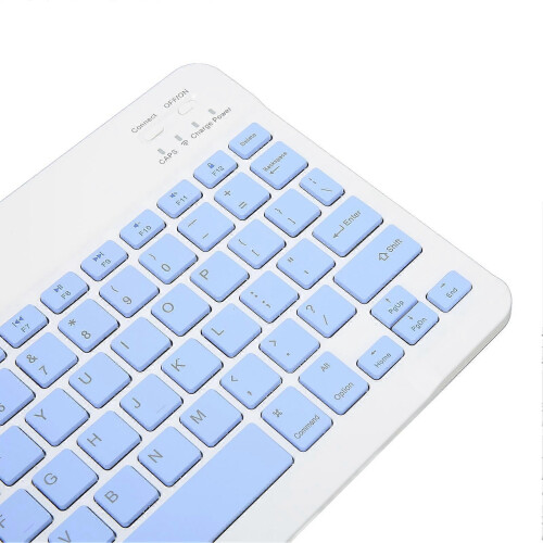 Set tastiera e mouse wireless da 10 pollici per computer, tablet, cellulare e computer, colore blu. 1