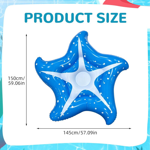 Inflatable Starfish Float, 150cm Water Hammock with Net, Versatile Pool Toy for Summer Holidays 1