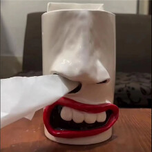 2X Funny Face Tissue Holder Nose Tissue Box Handmade Storage Box Pen Holder Paper Box Desktop Decoration