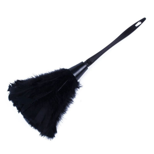 4Pc Fashion Turkey Feather Duster with Black Plastic Handle Cleaning Tool(Black)35cm 1