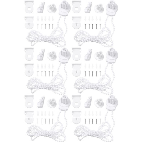 6X Roller Blind Fittings Kit, Roller Blinds Brackets with Beaded Chain, Curtain Roller Accessories
