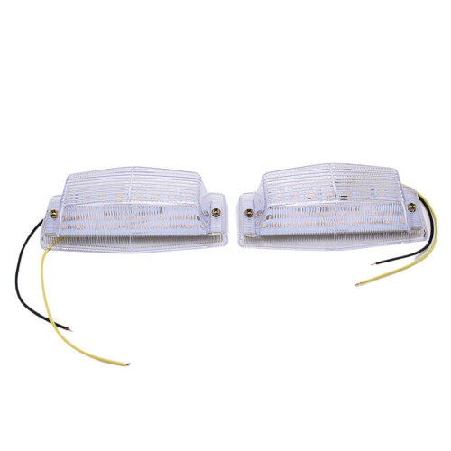 2pcs White Retro Front  Lamp Grill LED Light for  Truck Lorry Front Double Burner Style Indicator Light 2