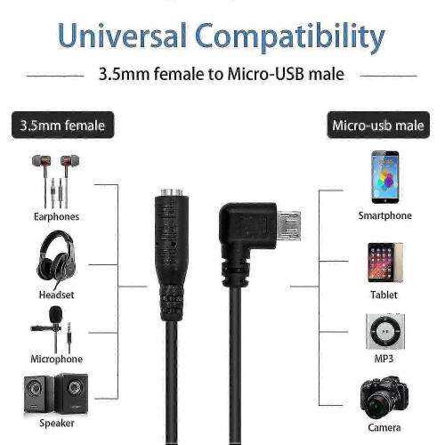 Câble adaptateur audio micro USB vers prise jack 3,5 mm 2