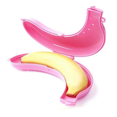 2X Cute Fruit Banana Protector Box Holder Case Lunch Container Storage Banana Case Kitchen Tools Plastic 2