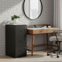Hanging File Cabinet, 3 Drawers, Lockable, Compact