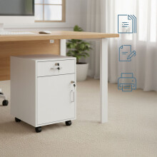 Lockable Mobile Desk Pedestal with Drawer and Compartment