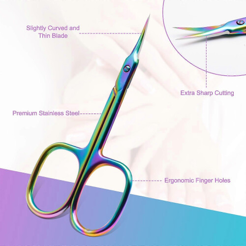 Cuticle Scissors Extra Fine Curved Blade Professional Manicure Scissors with Precision Tip Colorful 1