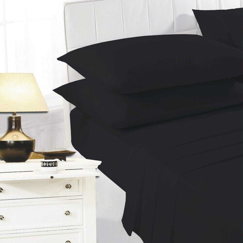 (Double, Black) K Collection percale Percale Fitted Sheet