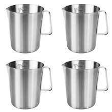 4X Measuring Jug 1L Stainless Steel, Measuring Cup Metal with Handle, with Ounce and ML Scale, Dishwasher Safe, Milk Jug