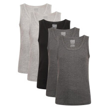 (5-6 Years, Black/Dark Grey/Light Grey) Heatforce Childrens/Kids Thermal Vest Top (Pack of 5)