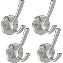 4er-Pack robuste Wandhaken aus gebürstetem Nickel für Mäntel und Handtücher, Doppelhaken aus Metall zur Wandmontage