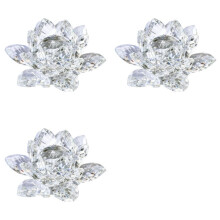 3X A Crystal Lotus Flower Figurine Valentine Wedding Decor Glass Collection Paperweight Table Ornaments Souvenir