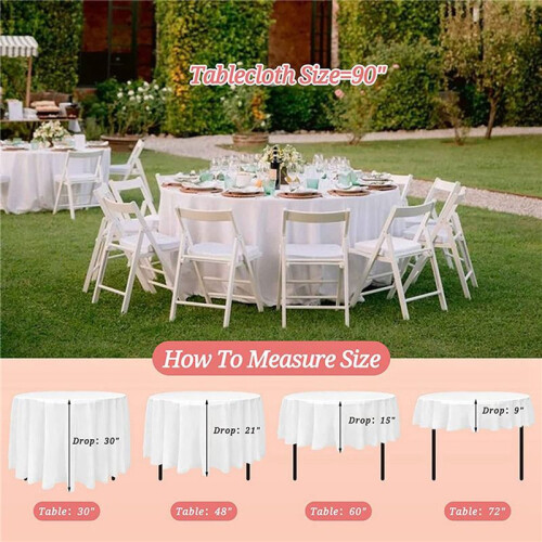 Pacote de 16 Toalhas de Mesa Redondas, Capas de Mesa DescartáVeis Brancas de 84 Polegadas PEVA Toalhas de Mesa Redondas de PláStico à Prova D'áGua 2