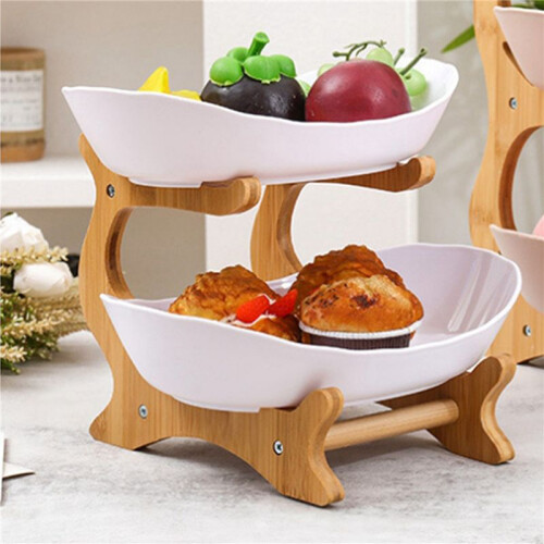 2X Fruit Tray Racks Table Plates Dinnerware Kitchen Fruit Bowl Partitioned Candy Cake Trays Tableware Dishes A 1