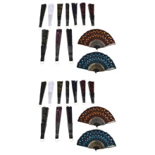 24 Pieces Sequin Fabric Folding Fans Hand Fans Flower Lace Fans Handheld Folding Fans for Women Wedding Party