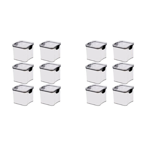 12 Pack 700Ml Kitchen Food Storage Box Organizer Container Set Vacuum Lid Seal Clear Square