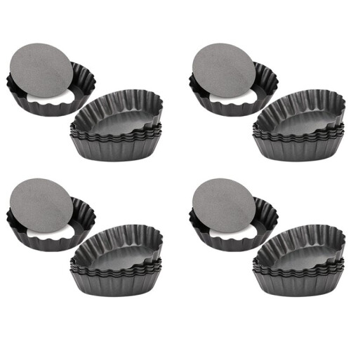 24 PçS Moldes de Torta de Ovo,  Formas de Torta de 3 Polegadas Fundo RemovíVel, Molde de Muffin de Bolo de Cupcake Ferramenta de Assar Forma