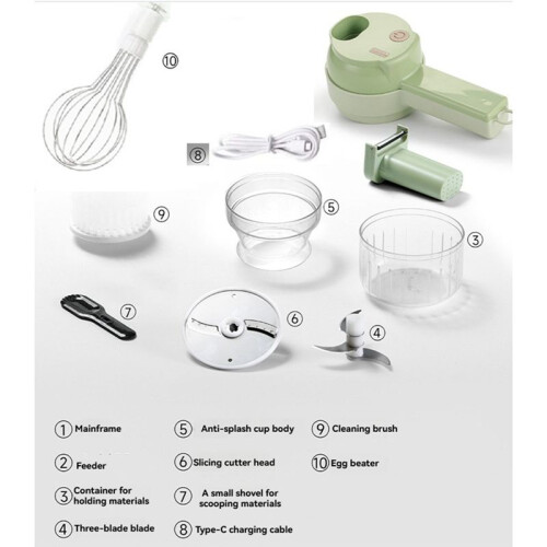 4-in-1 Handheld Electric Vegetable Cutter Set Wireless  Food Processor with One-Touch Cleaning 1