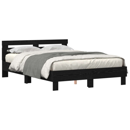 VidaXL vidaXL Bed Frame with LED Black Oak 150 x 200 cm Engineered Wood 2