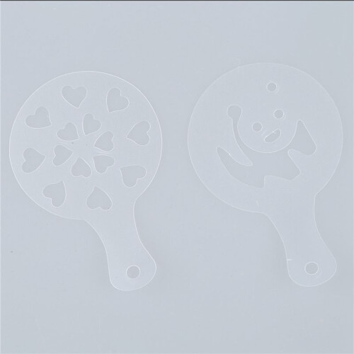24 Pcs Cappuccino Coffee White Stencils Template Strew Flowers Pad Duster Spray 2
