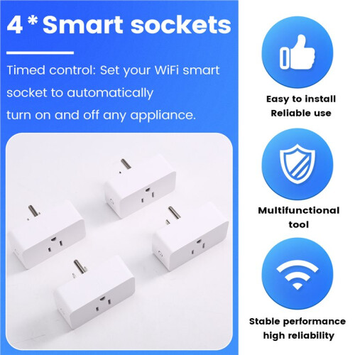4pcs Tuya WiFi US Standard Zigbee  Socket  Voice Phone Remote Control US Plug 1