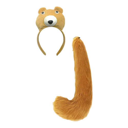 Ensemble oreilles et queue d'ours pelucheux et chauds, 2-Brun