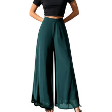 Elegante Hose mit weitem Bein für Damen, Hose aus-Malachitgrün L